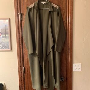 Olive green sheer material duster